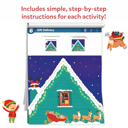 Skillmatics Scissor Skills Preschool Activity Book – Snip Snip Christmas | 25 Cutting Activities for Preschoolers, 2 Child–Safe Scissors, Felt Craft Kit, Fun Gift for Kids Ages 3, 4, 5, 6, 7 - style: 6. Holiday Magic