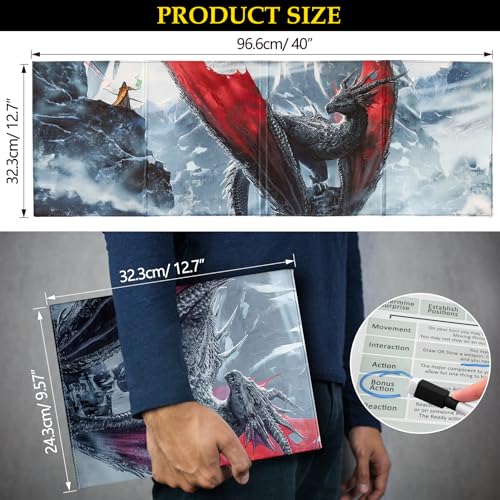DND DM Screen, Dungeons and Dragons Master Screen Leather | 4 Wet-Erase Function Pockets,DND Game Accessories for TRPG,with 4 Panels Master Screen Inserts - color: D