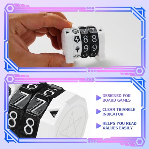 MTG Life Counter Wheel Health Tracker Gradient Game Counter for Board Game Compatible Table top Games with Magic Card Game Accessories CCG Creature Stats (White with Black) - color: White With Black