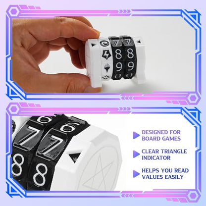 MTG Life Counter Wheel Health Tracker Gradient Game Counter for Board Game Compatible Table top Games with Magic Card Game Accessories CCG Creature Stats (White with Black) - color: White With Black