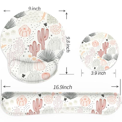 Ergonomic Mouse Pad with Wrist Rest and Keyboard Wrist Rest, Mousepad and Wrist Rest for Computer Keyboard, Pain Relief, Non-Slip Rubber Base, Mouse Pad with Wrist Support for Gaming, Office, Cactus - color: Cactus