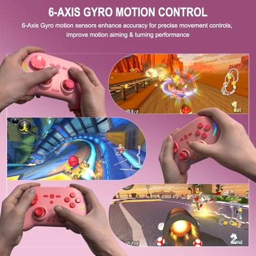 Joso Mobile Gaming Controller, Wireless Game Controller for iPad/Tablet/iPhone/Android/Switch/Switch 2/Lite/OLED/PC, Handheld Gamepad with Hall Effect Joysticks/Triggers/6-Axis Gyro - Pink - color: Pink