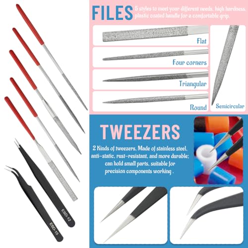 Bigstone 28 PCS Model Tools Kit Hobby Building Tools Craft Set Modeler Basic DIY Tools for Cars, Airplanes, Buildings, Robots Gundam Plastic Models Building Repairing and Fixing