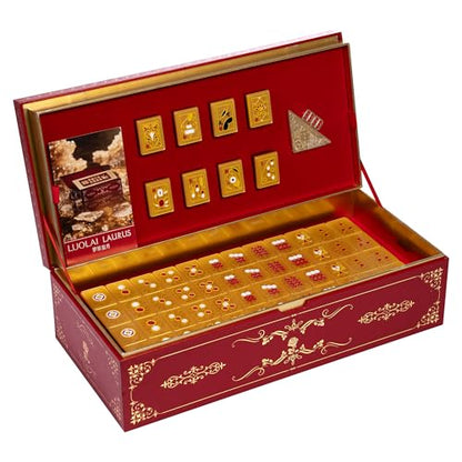 Luxury Mahjong Set in Elegant Gift Box with Large Acrylic Tiles | Chinese Mahjong Game Set for Adults, Easy-to-Handle Tiles, Luxury Tabletop Set for Gifting, Family Gatherings & Travel - color: Red 2