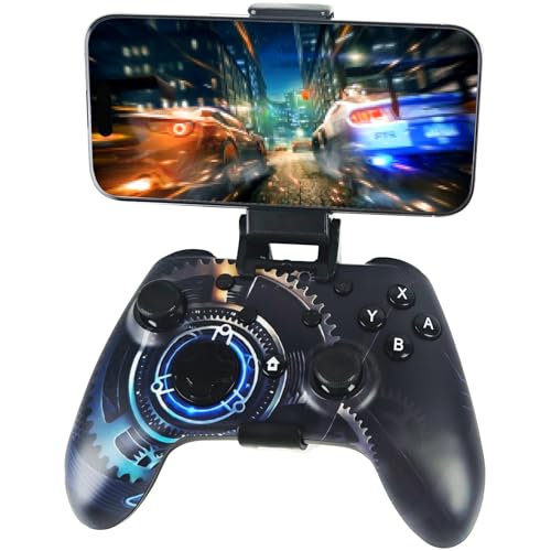 Wzuicov Multi-Platform Game Controller with RGB & Dual-Mode Bluetooth & Wired Connection, Wireless Gamepad for Switch/Switch 2/iOS/Android/PC/TV Box/Tesla, Includes 2 USB-C Cables & Adapter - color: Black&Blue