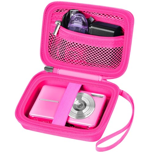 ALKOO Case Compatible with CAMKORY Digital Camera/for VAHOIALD FHD 1080P Digital Point and Shoot/for Kodak PIXPRO FZ55/ FZ45 16MP Vlogging/for IWEUKJLO, Holder for SD Card More- Rose Red - color: Rose Red