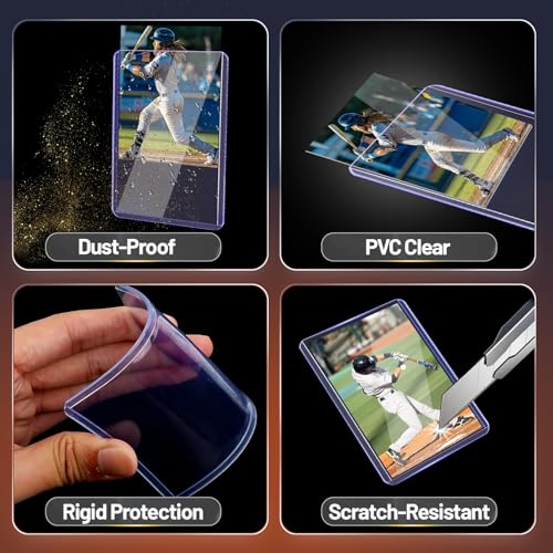 100 Hard Plastic Card Sleeves – 100 Toploads, 35PT Baseball Card Protectors with Bend-Resistant, Rip-Proof Edges for TCG, Sports, Football & Collectible Cards - size: 100 TOPLOADERS