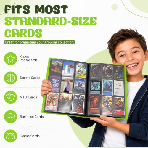 Trading Card Binder, 9 Pocket 20 Pages 360 Cards, Collector Album, Card Folder for Collectible Games, Sports, MTG, TCG (Apple Green) - color: Apple Green
