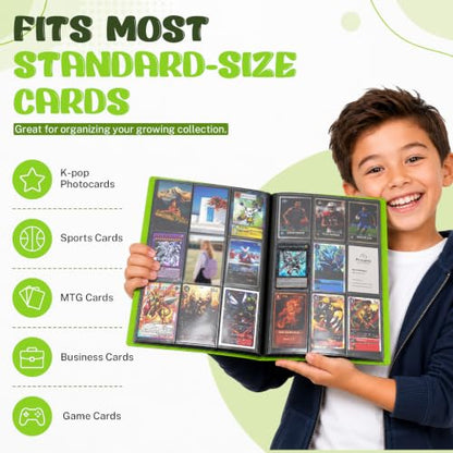 Trading Card Binder, 9 Pocket 20 Pages 360 Cards, Collector Album, Card Folder for Collectible Games, Sports, MTG, TCG (Apple Green) - color: Apple Green