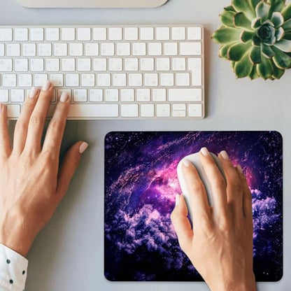 Dreamscape Galaxy Mouse Pad Square Mouse Mat Non-Slip Rubber Base Mousepad with Stitched Edge, Portable MousePads for Desk Computers Laptop Office, 9.5x8 Inches - color: Dreamscape Galaxy