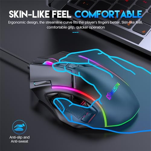 RGB Wired Gaming Mouse with High-Precision 12,800 DPI Adjustment, Customizable RGB Lighting, 12 Programmable Buttons, Ergonomic Comfort Grip Design,for Windows Computer Gamer