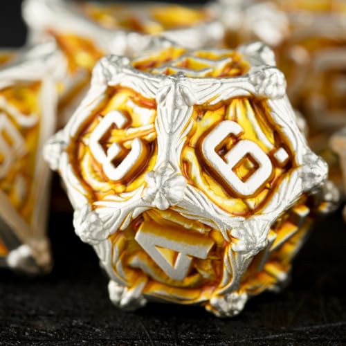 Surpass DND dice Set D&D dice Metal Role Playing Metal Polyhedral Dice for Dungeons and Dragons RPG dice Set MTG dice Dungeons and Dragons Gifts (Yellow) - color: Yellow