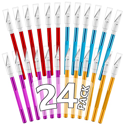 Jetmore 24 Pack Exacto Knife Set, Precision Craft Knife, Hobby Knife Kit for Cutting, Carving, Trimming, Scrapbooking, DIY - color: Multicolored, size: 24 Pack