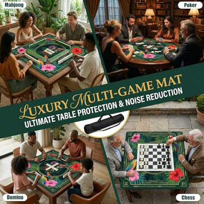 Mahjong Mat for Table - 32.3 Inch Waterproof & Non-Slip PU Velvet Surface, Lightweight No Crease No Odor Design for Noise Reduction,Includes Printed Rules (Jungle) - color: Jupical