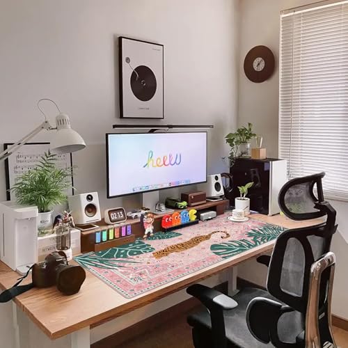 Baziabbo Cute Desk Mat,XXL Extended Large Mouse Pad,Gaming Mousepad with Stitched Edge,Non-Slip Rubber Base Keyboard Desk Pad for Home Office Study Game (A-Pink) - color: A-Pink