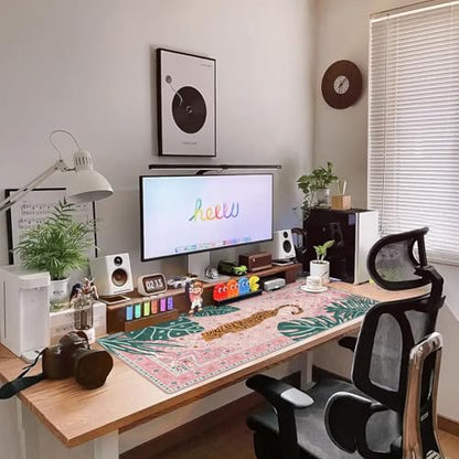 Baziabbo Cute Desk Mat,XXL Extended Large Mouse Pad,Gaming Mousepad with Stitched Edge,Non-Slip Rubber Base Keyboard Desk Pad for Home Office Study Game (A-Pink) - color: A-Pink