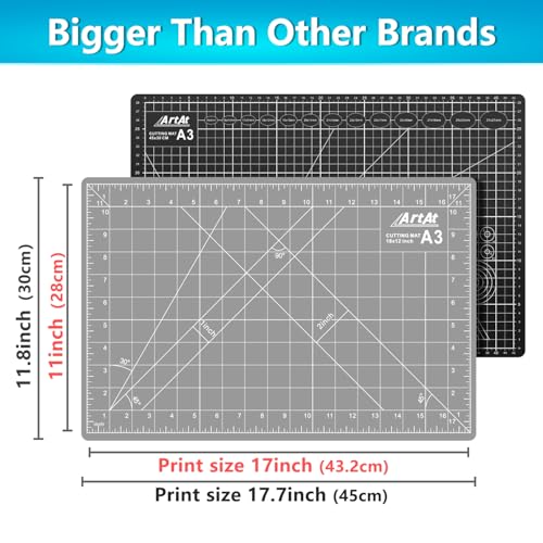 ArtAt Self Healing Cutting Mat: 12″x 18″ Black-Gray Eco-Craft Cutting Mat - 5-Layer Durable Anti-Blade-Wear Material for All Your Crafting Needs - color: Black/Gray, size: 18"L x 12"W