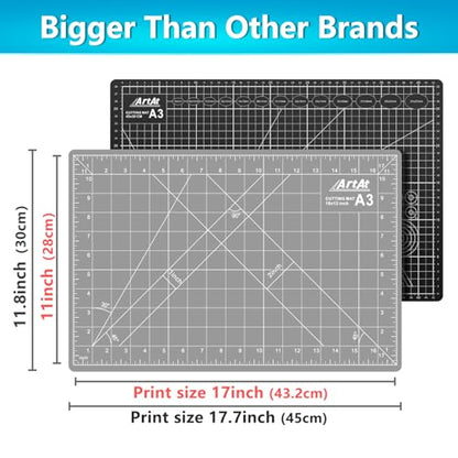 ArtAt Self Healing Cutting Mat: 12″x 18″ Black-Gray Eco-Craft Cutting Mat - 5-Layer Durable Anti-Blade-Wear Material for All Your Crafting Needs - color: Black/Gray, size: 18"L x 12"W