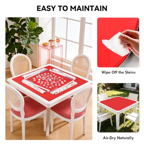 31.5'' Red Mahjong Mat for Table, Non-Slip Noise Reduction Gaming Mat | Classic Gaming Mat with Carrying Bag for Mahjong, Poker, Card, Domino, Board Games, Dominoes,Cards & Tile Games - color: Red