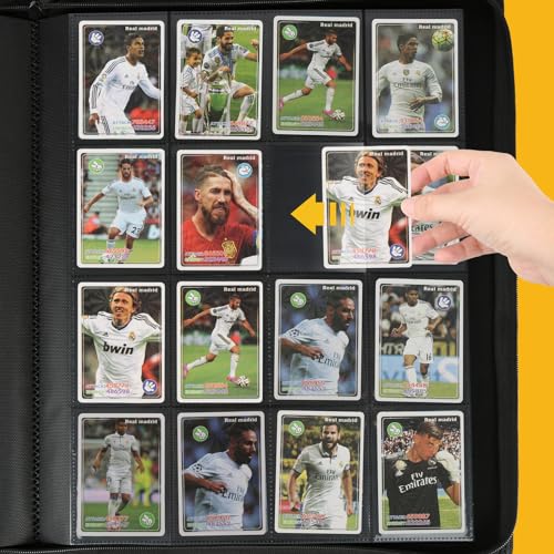 16 Pocket Ringless Side Loading Trading Card Binder, 1024 Cards PU Fixed Page Zipper Card Album for TCG Sports Game Cards, Not Fit Top Loaders (Red) - color: 16 Pocket 1024 Diamond Red