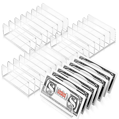 Geetery 4 Pcs Acrylic Cash Tray for Cash Stuffing Mail Sorter Organizer Clear Desk Envelope Organizer for Sorting Mail Envelope Bill Business Card Eyeshadow Palette(7 Slot) - size: 7 Slot