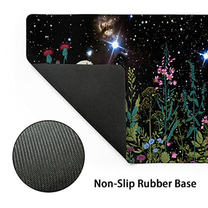 Black Aesthetic Wildflower Large Mouse Pad XXL Space Galaxy Weeds Herb Cute Floral Extended Large Desk Mat Big Desk Pad 90X40 CM Non-Slip Rubber Base Stitched Edge Long Mousepad,35.4 x 15.7 Inch - color: Blackherb, size: 35.4 x 15.7 inches