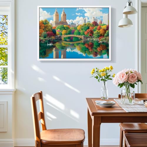 500 Piece Jigsaw Puzzles for Adults Seniors, NY Central Park Nature Puzzle | Lake Sence Bow Bridge Puzzle with Letters on Back,Interlock Perfectly Frameable,Challenging Family Game Great Gifts,20.5x15in - color: Lake View