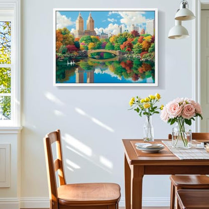 500 Piece Jigsaw Puzzles for Adults Seniors, NY Central Park Nature Puzzle | Lake Sence Bow Bridge Puzzle with Letters on Back,Interlock Perfectly Frameable,Challenging Family Game Great Gifts,20.5x15in - color: Lake View