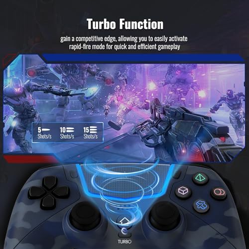 Linhugame Wireless Controller for ps5, Compatible with playStation 5/PC,Controller with Hall Joysticks/Turbo/6-Axis Gyro/Touchpad/3.5mm Audio Jack/Speaker, Compatible with original charging(Dock-Blue)