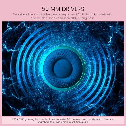 EKSA E900 Wired Gaming Headset with Microphone for PS4, PS5, Xbox | Detachable Noise Canceling Mic, 3D Surround Sound, Wired Headphone for PS4, PS5, Xbox, Computer, Laptop, Switch, Handheld - color: Pink