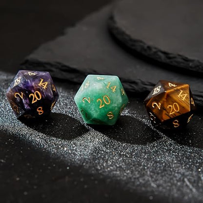 1PCS Gem D20 DND Dice - 25mm 20 Sided CrystalAmethyst D&D Dice for Dungeons and Dragons, RPG, Roleplaying Games MTG Table Games, Handmade Polyhedral Dice (Amethyst) - color: D20-amethyst