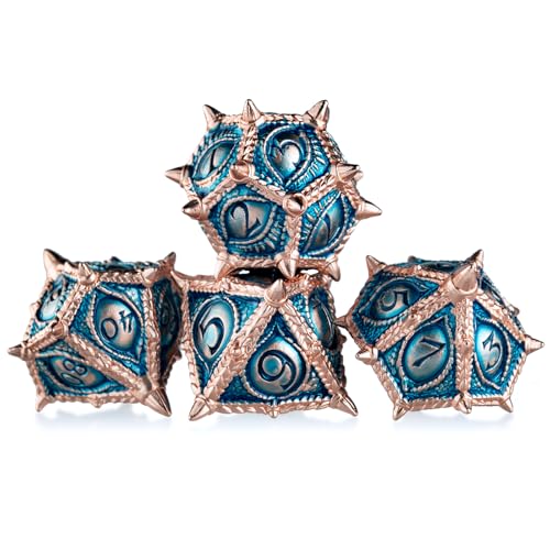 Surpass DND dice 7-Piece Set Metal dice Set Dragon Eye dice for Dungeons and Dragons Polyhedra Role Playing Game Set(Blue) - color: Blue