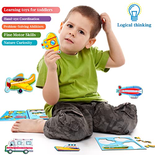 Magnetic Puzzles for Kids Ages 3-5, Travel Toddler Car Puzzle Toy | Refrigerator Magnet Game for Ages 4-6, Learning & Birthday Gift for Boys, Car Airplane Road Trip Quiet-Time Activity Toys - style: Traffic