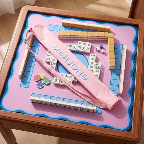 35 Inch Long Mahjong Mat Bag Waterproof Mahjong Mat Storage Carrying Bag Double Strapped Polyester Drawstring Lightweight Holder for Board Games Storage-mat Not Included(Pink) - color: Pink