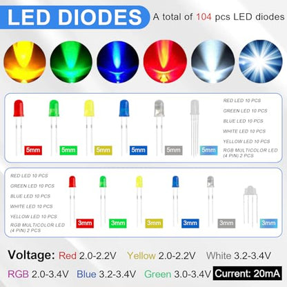 Electronic Component Kit, 1780 Pcs DIY Electronics Kit with Resistors,Capacitor,LED Diodes,Transistors,Dupont Wire,Breadboard,PCB,Potentiometer,Triode,IC,Crystal Oscillator,Buzzer,Switch,Motor,Speaker - style: 1780 Pcs