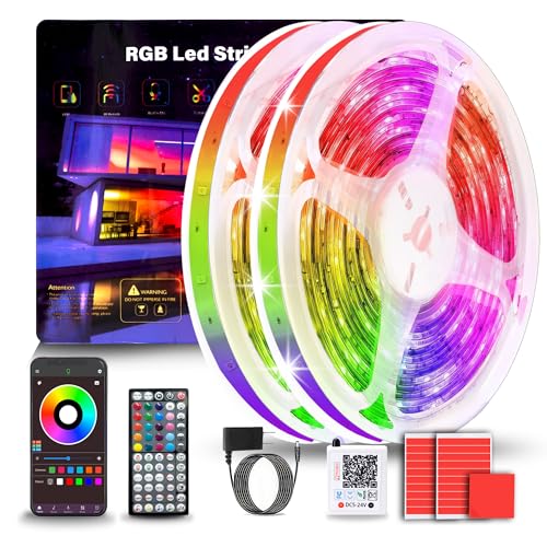 NBBUFF Led Lights for Bedroom 200FT (2 Rolls of 100ft), Color Changing RGB Led Strip Lights with 60 Keys Remote and App Control, Music Sync Led Lights for Room Kitchen Party Home Decor - size: 200 ft