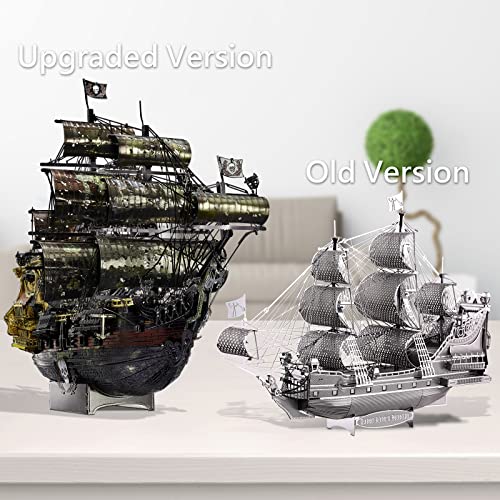 Piececool 3D Metal Puzzles for Adults, The Queen Anne's Revenge Pirate Ship Model Kits, 3D Watercraft Model Building Kit, DIY Craft Kits Difficult 3D Puzzles for Family Time - color: Anne's Revenge