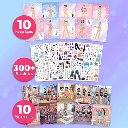 Kpop Star and I Love Fashion Designer Kit Reusable Sticker Book - color: Dress Up - K Pop Star
