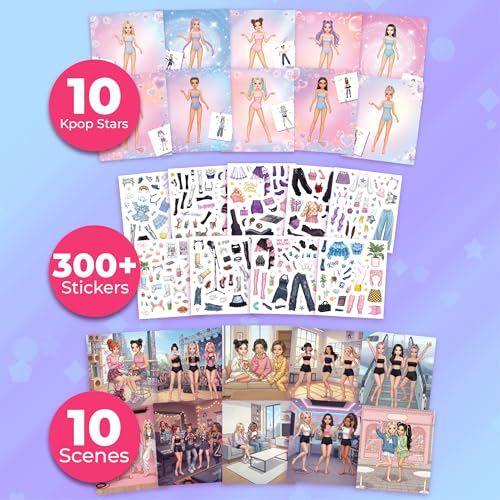 Kpop Star and I Love Fashion Designer Kit Reusable Sticker Book - color: Dress Up - K Pop Star