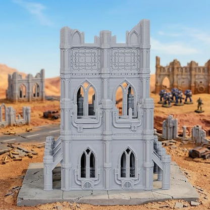 DND Terrain for Trench Crusade – 28mm Ruined Cathedral Building AF1166 | Unpainted Multilevel Gothic Ruins Tabletop Scenery for Dungeons and Dragons, Wargame Map Props