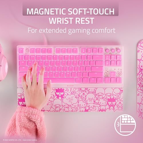 Razer Ornata V3 TKL Gaming Keyboard, Hello Kitty & Friends Edition | Low-Profile Keys, Mecha-Membrane Switches, UV-Coated Keycaps, Backlit Media Keys, 8-Zone RGB Lighting, Magnetic Wrist Wrest - color: Hello Kitty & Friends Edition, size: V3 TKL