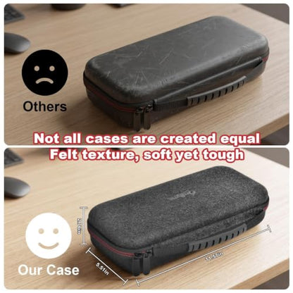 Ordlyne Felt Carrying Case for Nintendo Switch 2 with 24 Game Card Slots | Fitted console compartment, plush lining, screen divider and mesh pockets organize cables and accessories. Black, Case Only