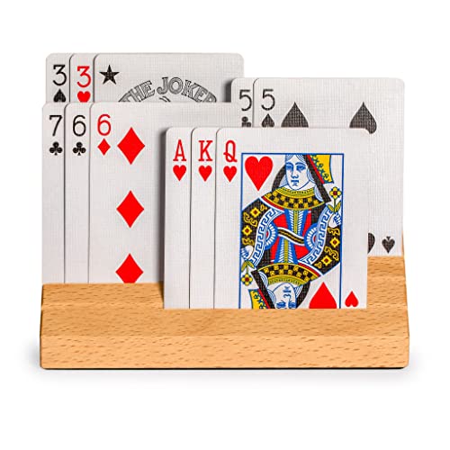 Yellow Mountain Imports Standard-Size Solid Beechwood Playing Card Holders/Racks - Set of 2 Card Organizers - size: 5.9”