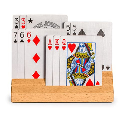 Yellow Mountain Imports Standard-Size Solid Beechwood Playing Card Holders/Racks - Set of 2 Card Organizers - size: 5.9”