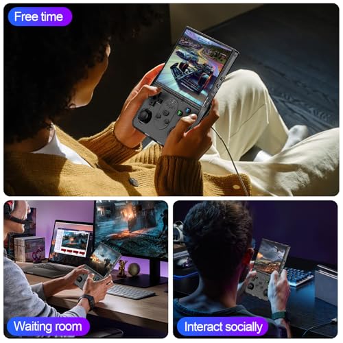 S600 Retro Gaming Console, Retro Handheld Console 4.0'' Screen Linux System, 64G TF Card, Support 30+ Simulators, 3500mAh Rechargeable Portable Pocket Arcade - color: Black