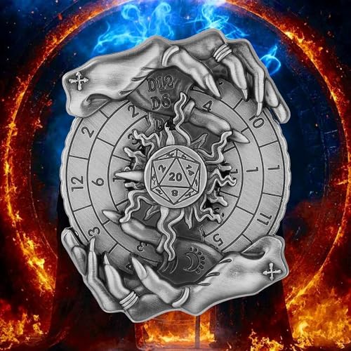 Spinner DND Dice Set, Metallic D&D Dice, Magic Hand Roulette Dice Spinner for DND Dice Set, D&D Gifts with Gift Box, Christmas Birthday Gifts, Role Playing Game Board Game Accessories, Silver - color: Dark Silver