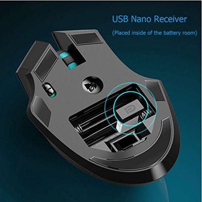 Granvela Noiseless Wireless Mouse,Forter i720 Ergonomic Silent Mouse for Gaming and General Use - 2 Side Buttons - Black