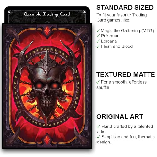 Book of The Dead - Spell Book Series I - 100 Textured Matte TCG Card Sleeves - Fits Magic MTG Commander Pokemon and Other Card Games - Playing Card Sleeves (Red) - color: 141
