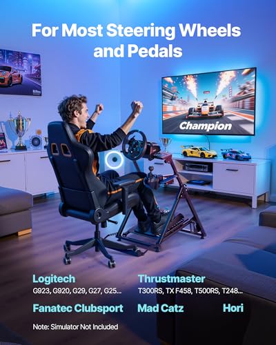 VEVOR Racing Wheel Stand, Adjustable & Foldable Simulator Stand for Logitech G923 G920 G29 G27, Thrustmaster T300RS TX F458 T500RS T3PA-PRO(F1/GT) Gaming Cockpit,Pedals Simulator NOT Included - size: X-shaped Pro