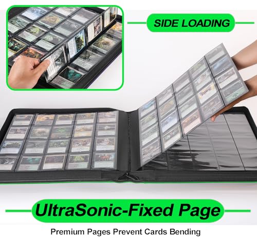 Premium 2000 Pocket Card Binder - 20 Pocket Trading Card Binder with Sleeves Fits 2000 Cards, Ringless Card Album for TCG - Model A，Brilliant Green - color: 20P - Brilliant Green